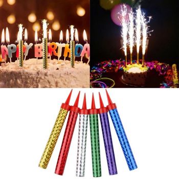 6 bougies d'ambiance " fontaine d'artifice" pour gâteau d'anniversaire