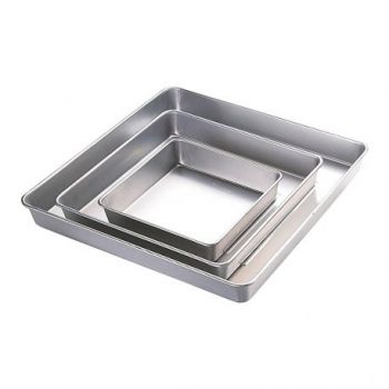 Lot de 3 Moules à Gâteaux Carrés Acier Inoxydable